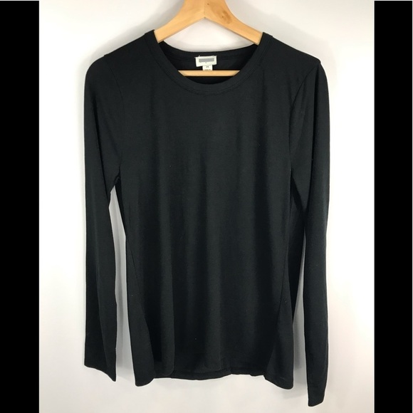 J. Crew Factory S Black Long Sleeve Open Back Athleisure Tie Back Tee - Picture 1 of 3